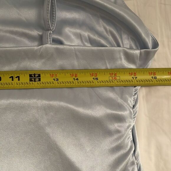 Baby Blue Satin Slip Dress Womens Size Extra Large Ruched Sleeveless - Picture 6 of 10